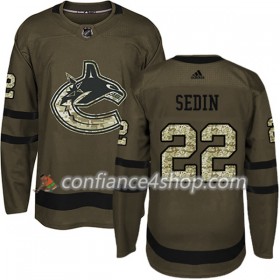 Adidas Maillot de Hockey Vancouver Canucks Daniel Sedin 22 2017-2018 Camo Vert Authentic - Homme